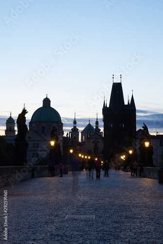 Prague - Charles Bridge and Old Town area at sunrise © jindrich