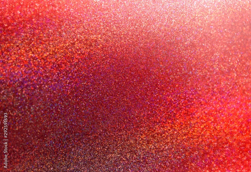 Shimmer festive red background. Luxury sparkler texture. Impressive glitter surface. Christmas classical trend.