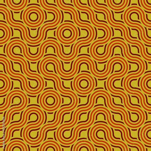 Vector abstract seamless pattern with circling lines of different colors. Textile background for package, cover, greeting cards.