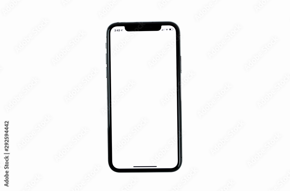 Studio shot of Smartphone iphoneX with blank white screen for Infographic Global Business Plan, model iPhone 11 Pro or iPhone x Max. Studio shot of Smartphone iphoneX with blank white screen for Infographic Global Business Plan, model iPhone 11 Pro or iPhone x Max.