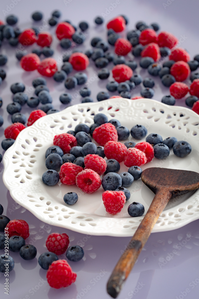 Seasonal fruits, blueberry and raspberry Seasonal fruits, blueberry and raspberry