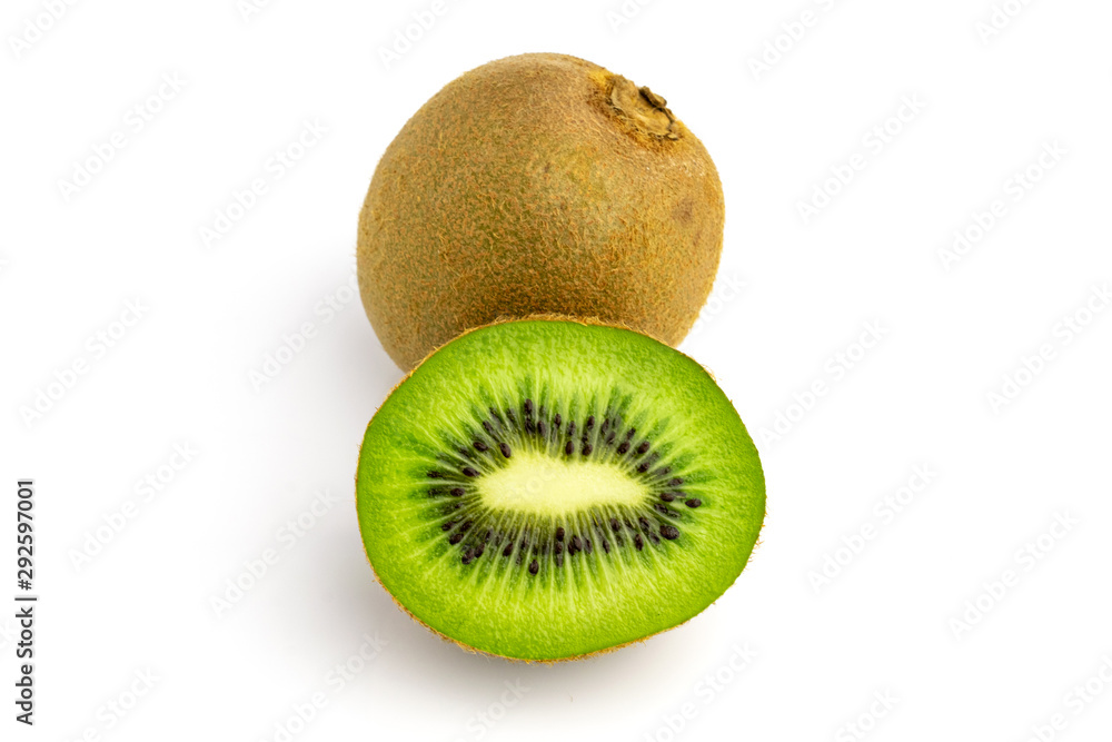 Obraz premium Kiwi isolated. Juicy green kiwifruit. Organic fresh fruit.