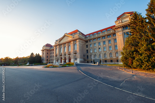 Debrecen University building, beautiful and unique construction at sunset © rolandbarat