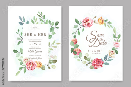 invitation card with floral wreath template