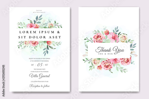invitation card with floral wreath template