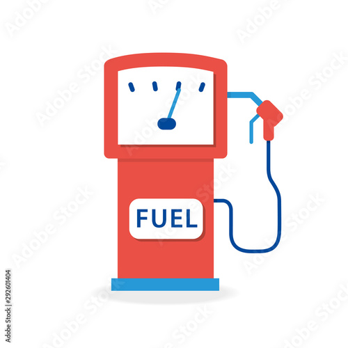 Red gas station fuel pump flat isolated