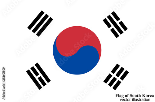 Happy South Korea day background. Bright button with flag of South Korea. Banner illustration with flag. Vector illustration.