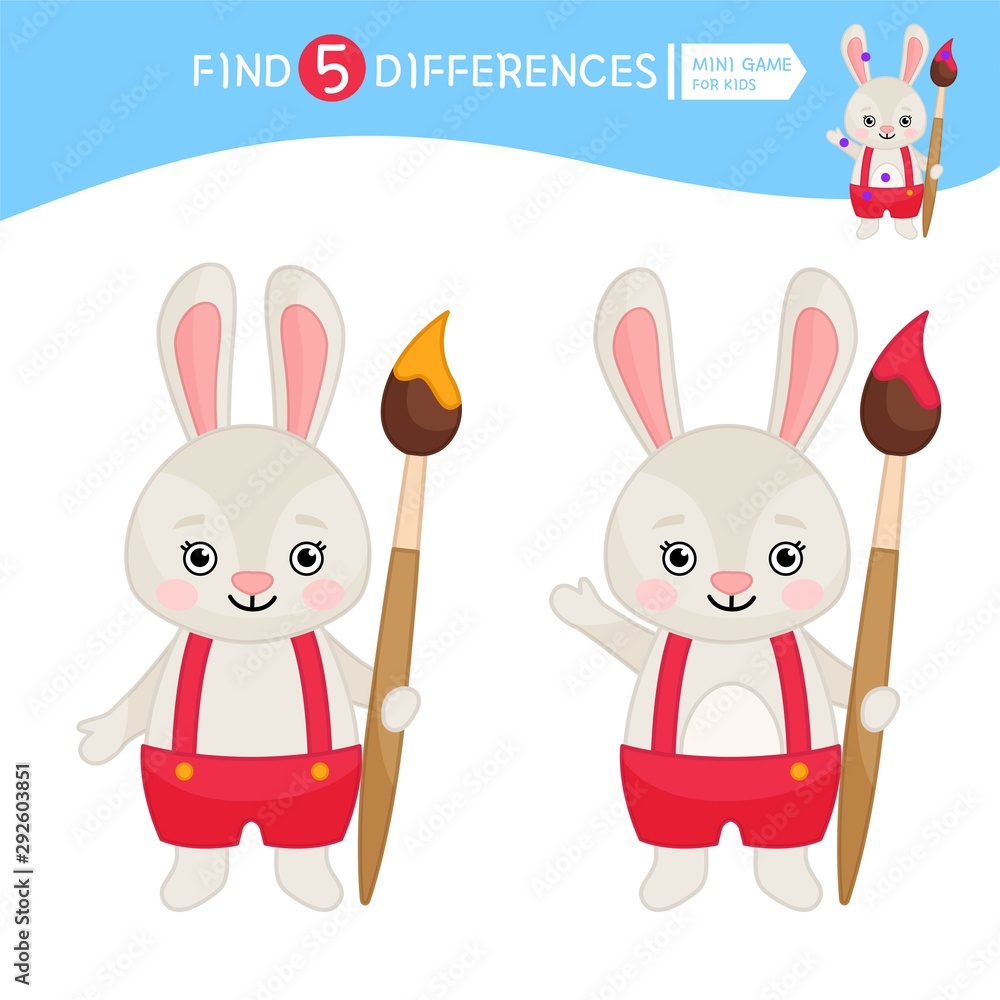 Vetor de Find differences. Educational game for children. Cartoon ...