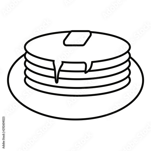 Hotcakes with butter served on a plate vector illustration in black and white.