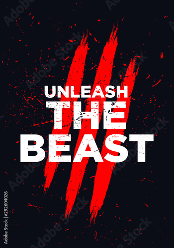 unleash the beast motivational quotes vector design photo