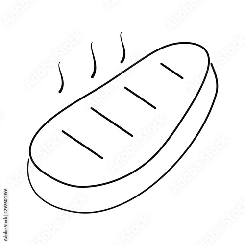 Roast beef stake meat vector illustration in black and white.