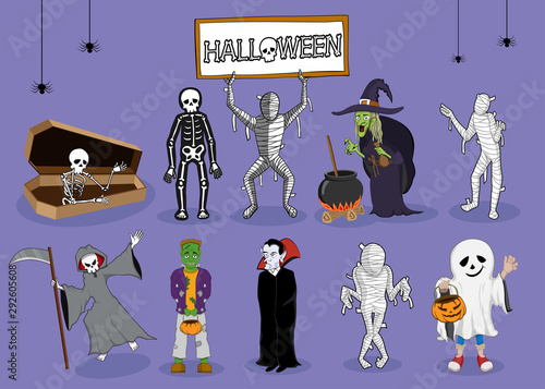collection set of halloween monster costume