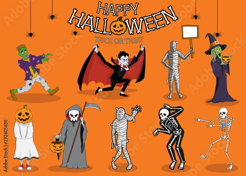 collection set of halloween monster costume