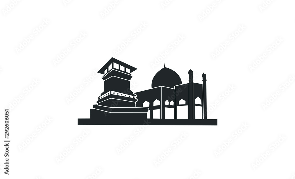silhouette of menara kudus and masjid AL- AQSHA Islamic relics in Java indonesia