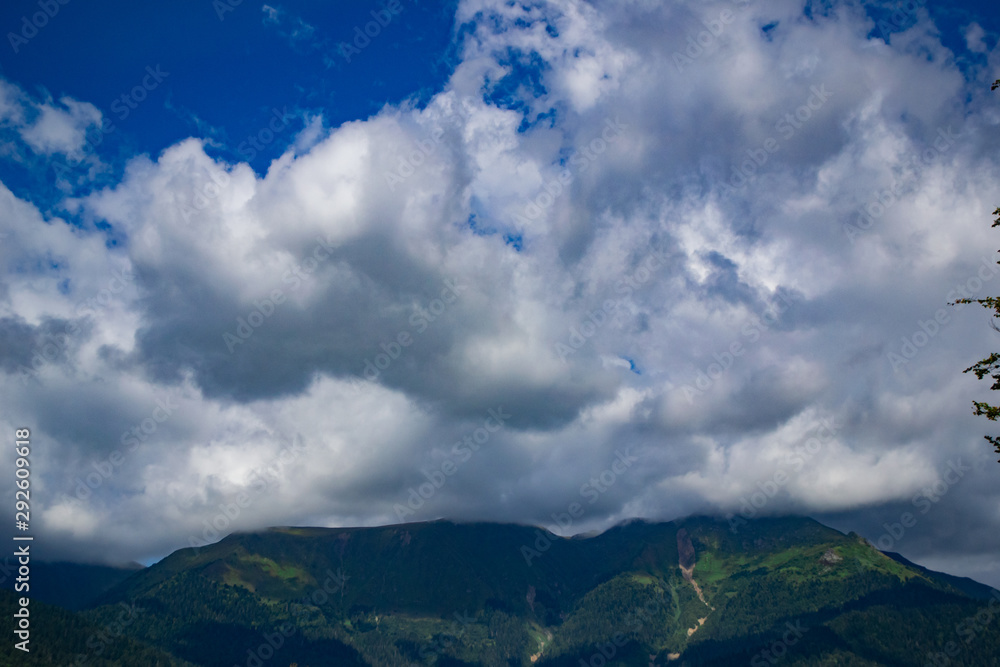 green mountain at the cloudy day, landscape green mountain at the cloudy day, landscape