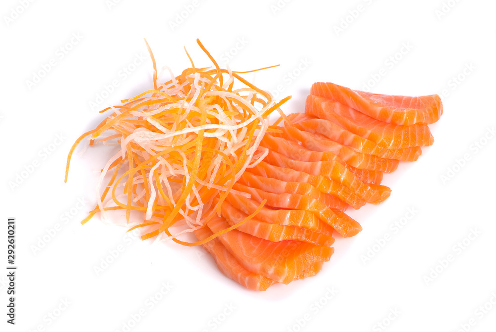 Salmon meat sashimi isolated on white background Salmon meat sashimi isolated on white background