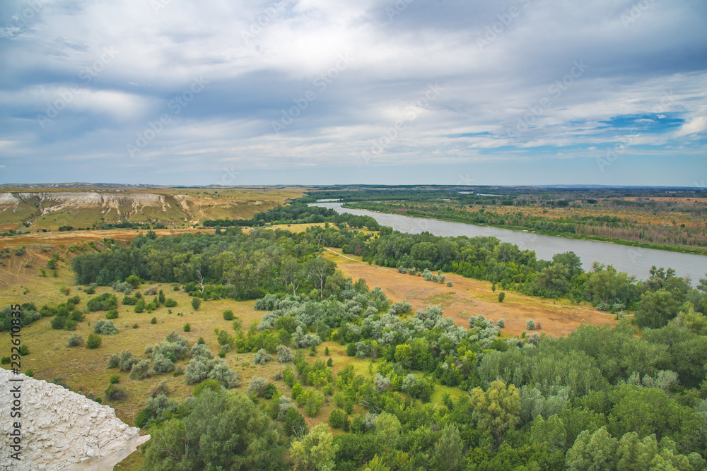 View of the Don River from the observation deck of the Natural Park Donskoy, Volgograd Region