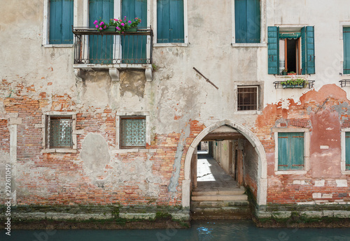 Exterior of old residential building in Venice, Italy