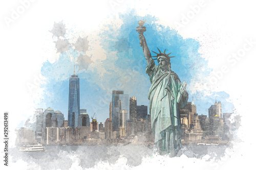 Plakat amerykański świat drapacz wieża
