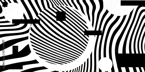 Black and white Psychedelic Linear Wavy Backgrounds