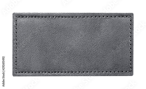 close up of a jeans label leather isolated onwhite with clipping path