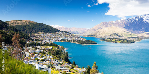 Queenstown View on a Sunny Day in New Zealand photo