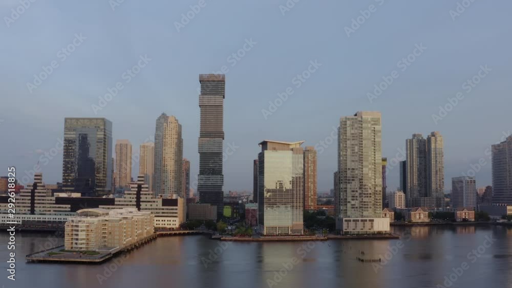 Aerial: High Rise Buildings in Downtown New York - New York City, New York Aerial: High Rise Buildings in Downtown New York - New York City, New York