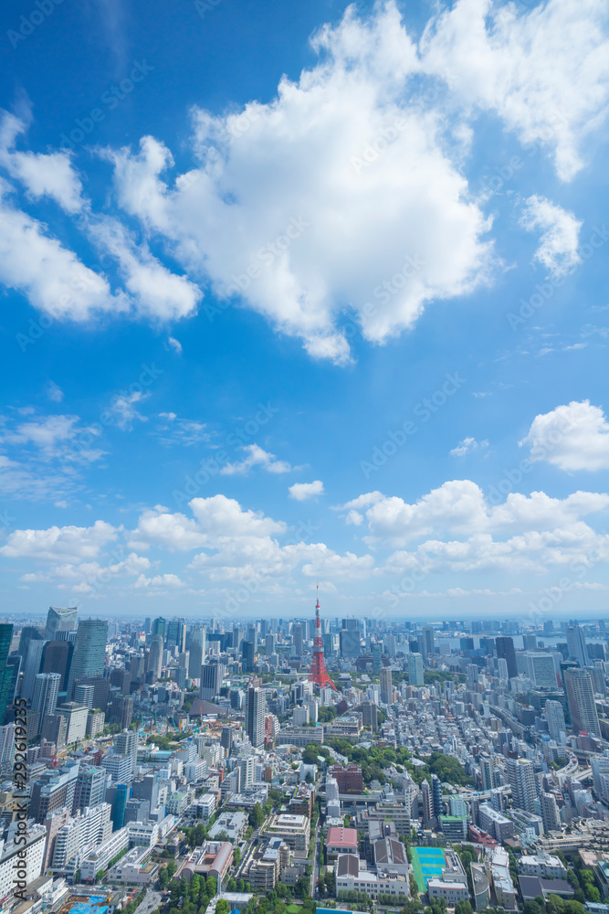 東京風景　2019年 地平線　青空と雲