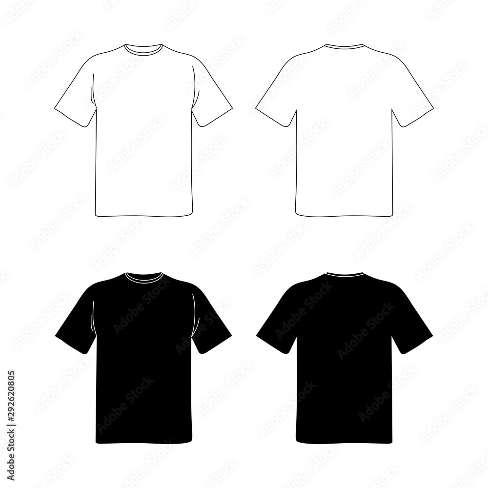 blank t shirt template. black and white vector image. flat illustration ...