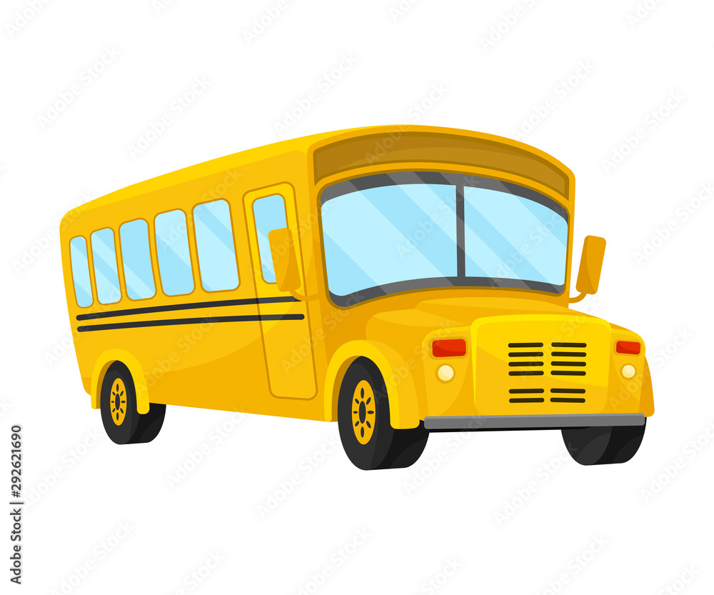 Yellow School Bus Of Corner Projection With Curved Roof Vector Illustration Yellow School Bus Of Corner Projection With Curved Roof Vector Illustration