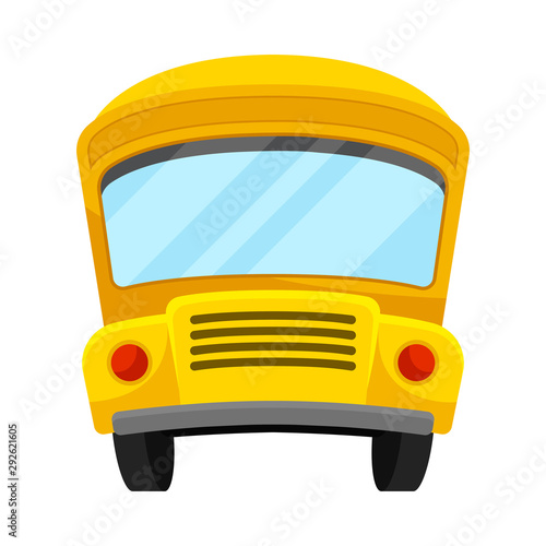 Yellow School Bus Of Front Projection With Curved Roof