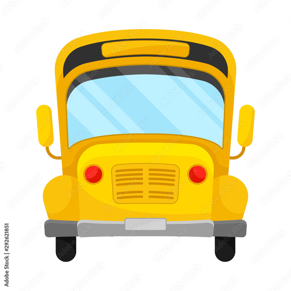 Thr Front Projection Of Yellow School Bus Vector Illustration