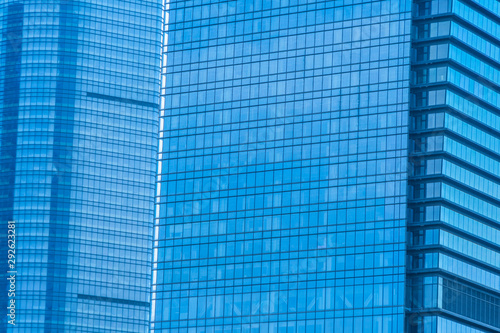 Close-Up of Modern Office Buildings in city of China.