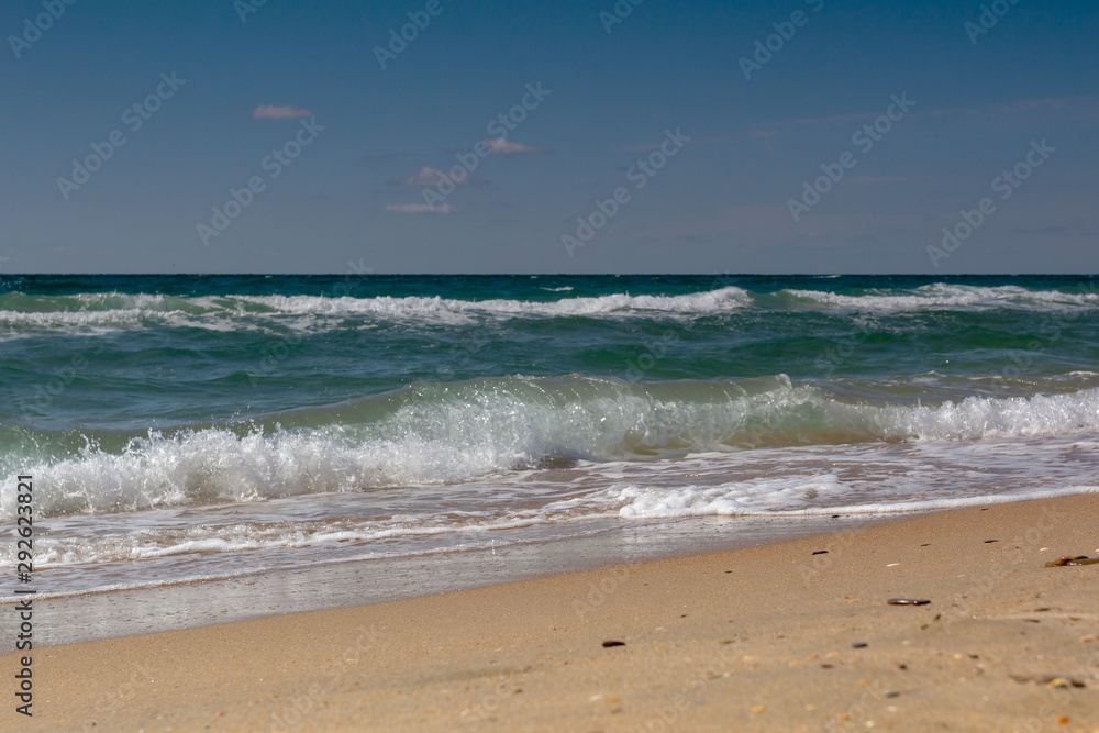 sea wave running on the sandy shore