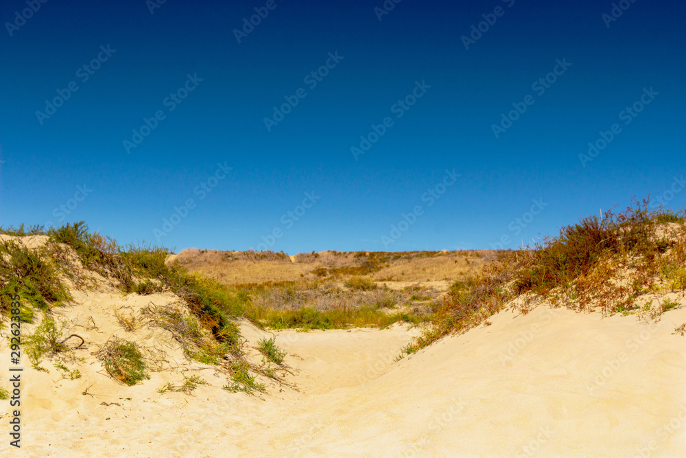 sand dunes against the blue sky