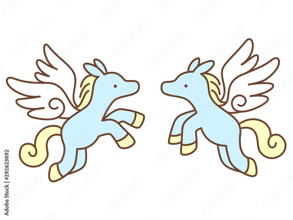 2頭のペガサスのイラスト Stock ベクター Adobe Stock