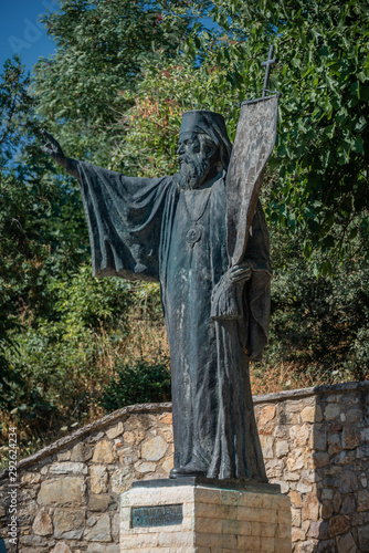 Statue of Orthodox Metropolitan Germanos of Patras, Monastery, Moni Agia Lavra, Achaia, Peloponnese, Greece photo