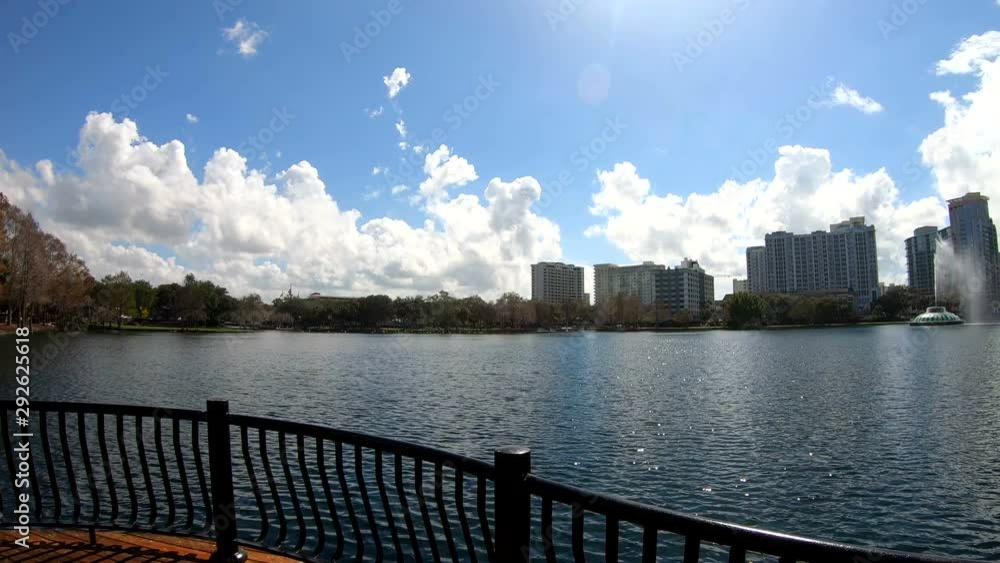 Panoramic view of Lake Eola park with downtown Orlando on the background. Centra Panoramic view of Lake Eola park with downtown Orlando on the background. Centra