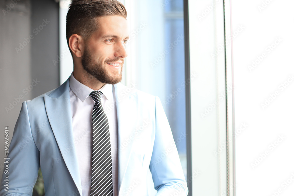 Modern business man in formalwear standing near window in the office Modern business man in formalwear standing near window in the office