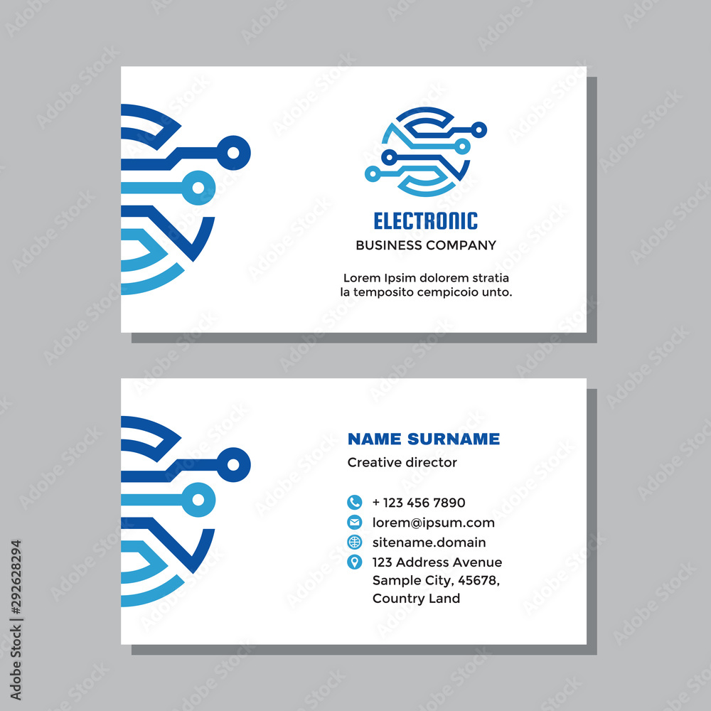 Business visit card template with logo - concept design. Network Throughout Networking Card Template