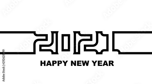 Year 2021 - simple greeting card, invitation, flyer, poster or design element - black outline - vector