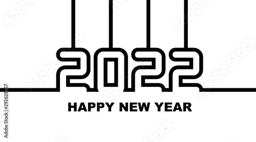 Year 2022 - simple greeting card, invitation, flyer, poster or design element - black outline - vector