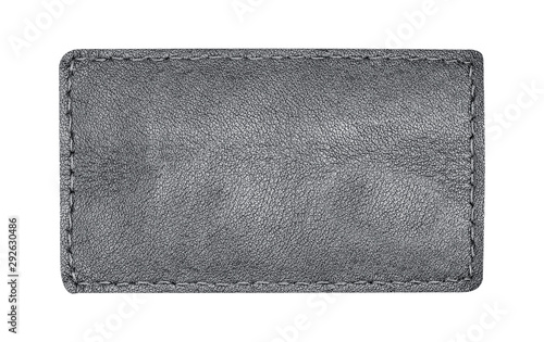 close up of a jeans label leather isolated onwhite with clipping path