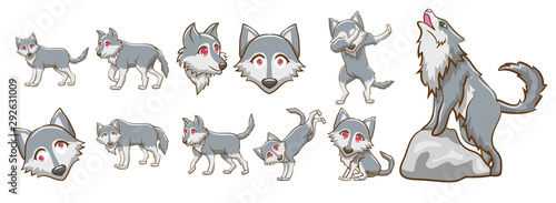 wolf vector set clipart design