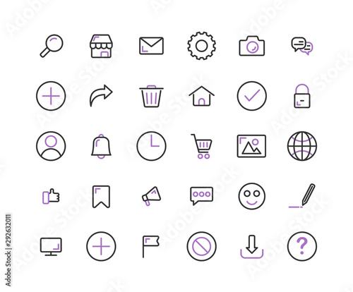 Web Interface outline icon set. Vector and Illustration.