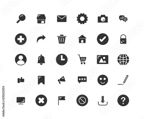 Web Interface solid icon set. Vector and Illustration.