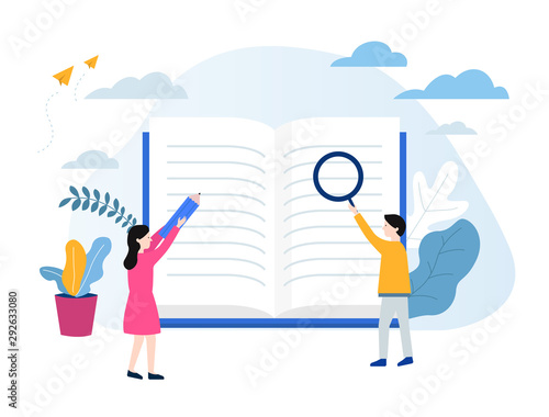 Education concept flat vector illustration with people.