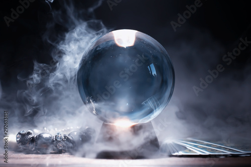 Crystal ball to predict the fate. Guessing for the future. photo