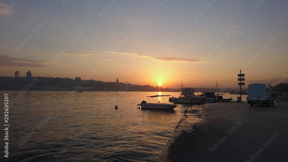 sunrise at golden horn gulf in Istanbul