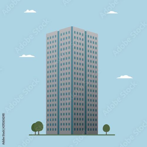 Multistory office building. Vector illustration.